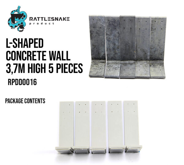 L-shaped concrete wall 3,7 m high 1/72 - Image 2