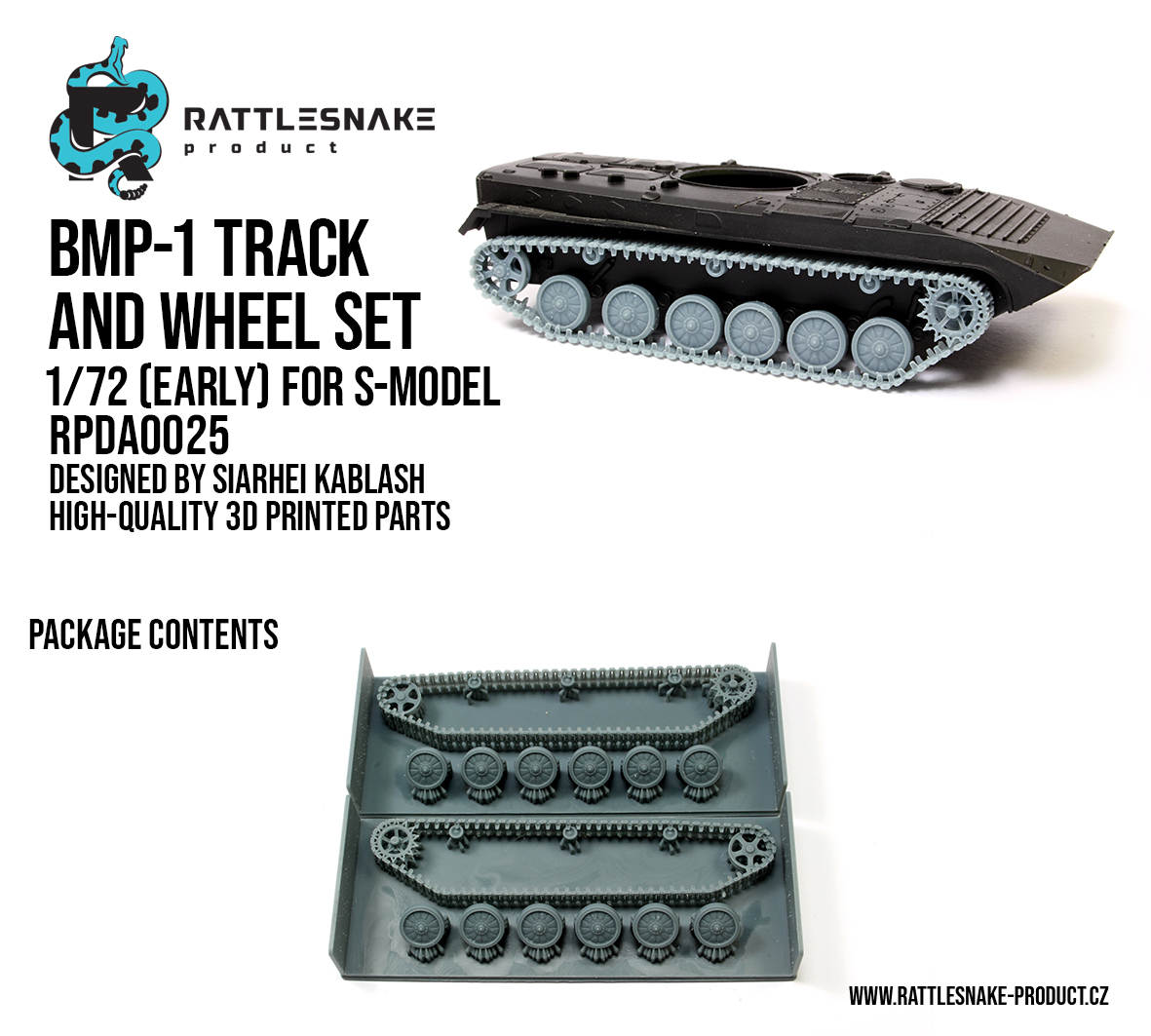 BMP-1 Track and Road Wheel Set 1/72 (Early) for S-Model - Image 2