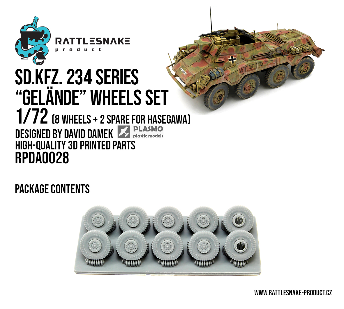 SdKfz 234/3 Stummel wheels set 1/72 (Hasegawa) - Image 2