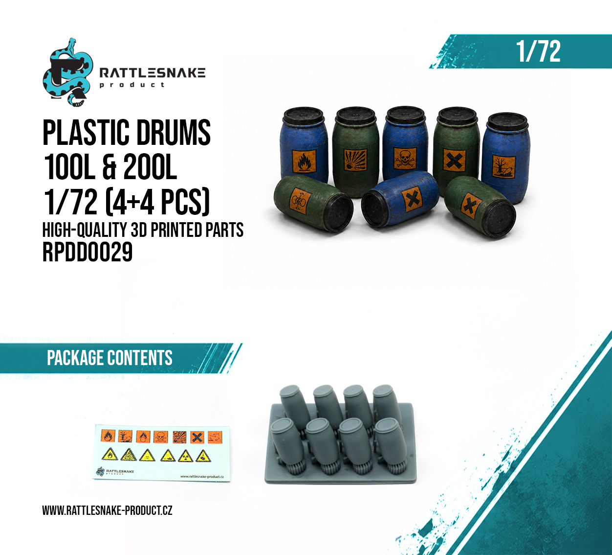 Plastic Drums 100L & 200L Set 1/72 (4+4 pcs) - Image 2