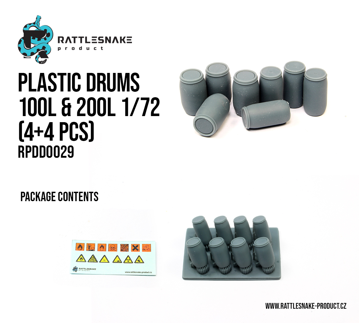 Plastic Drums 100L & 200L Set 1/72 (4+4 pcs) - Image 2