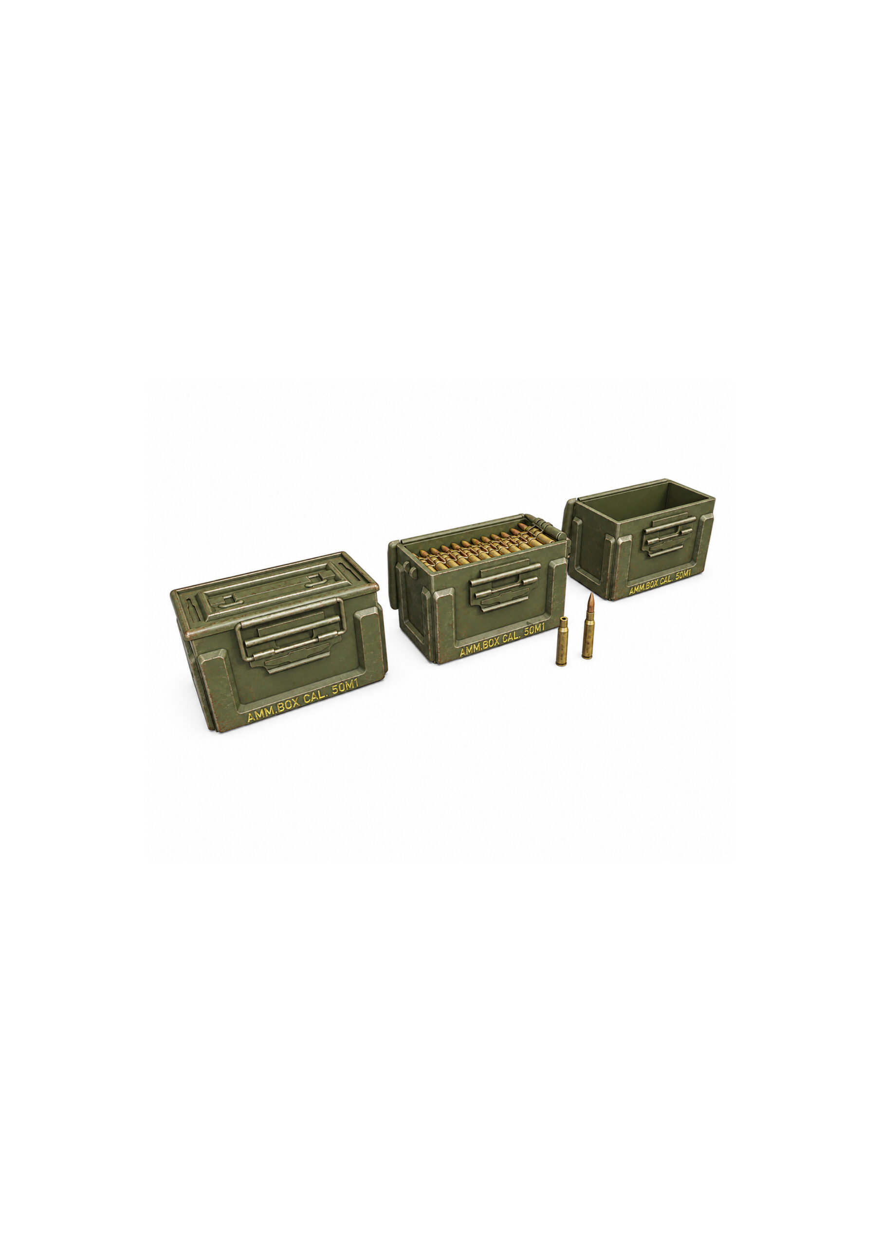 Cal. .50 Ammunition Box Set 1/72 15pcs