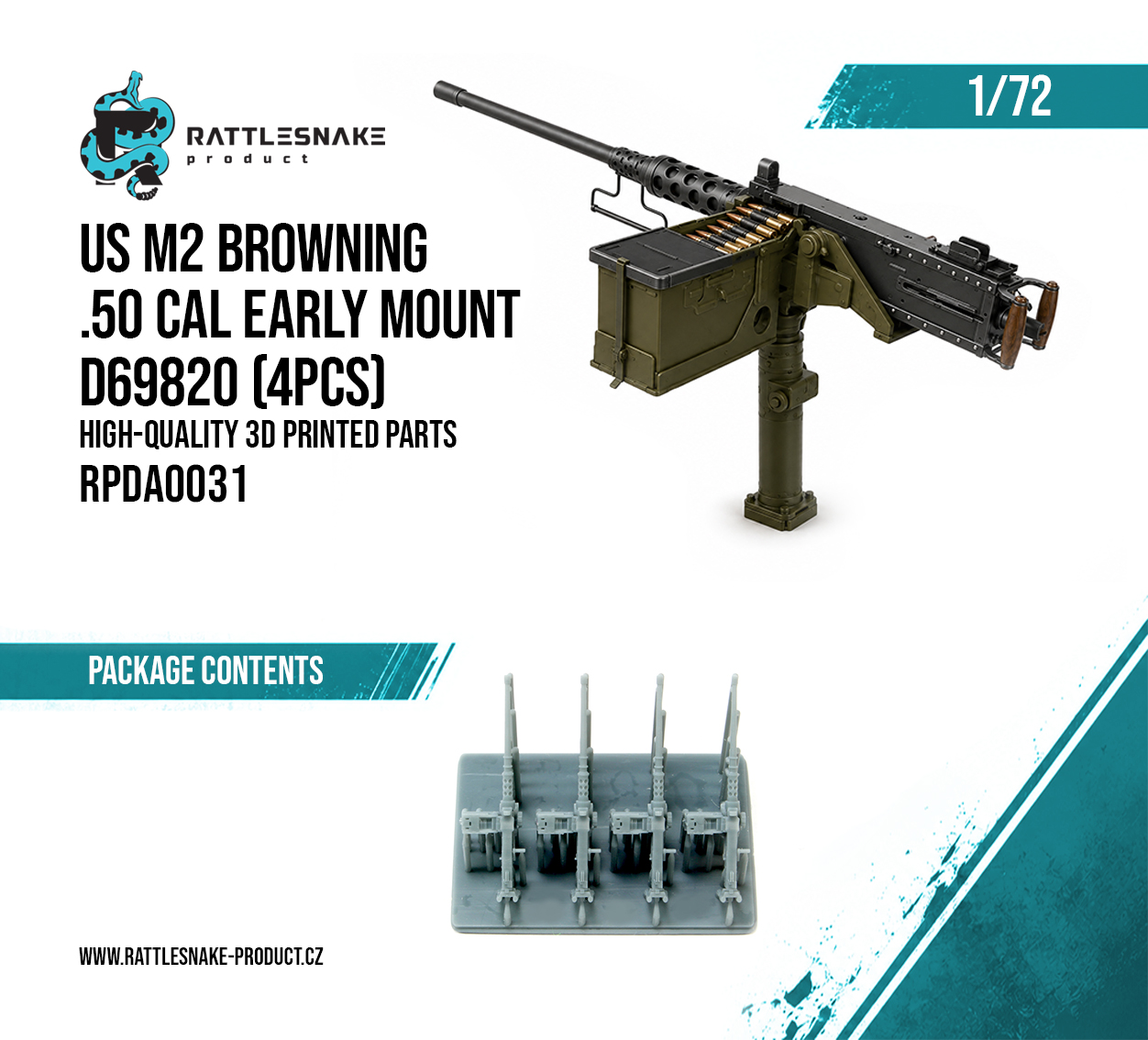 US M2 Browning .50 Cal Early D69820 Mounts 1/72 - Image 2