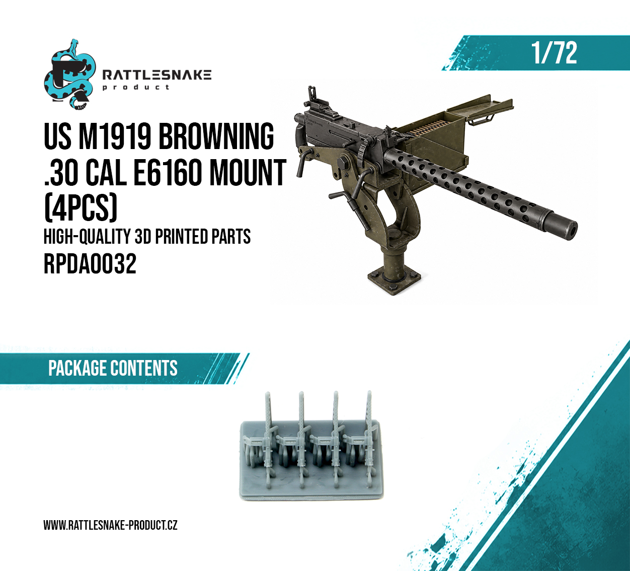 US M1919 browning .30 Cal E6160 mount 4pcs 1/72 - Image 2