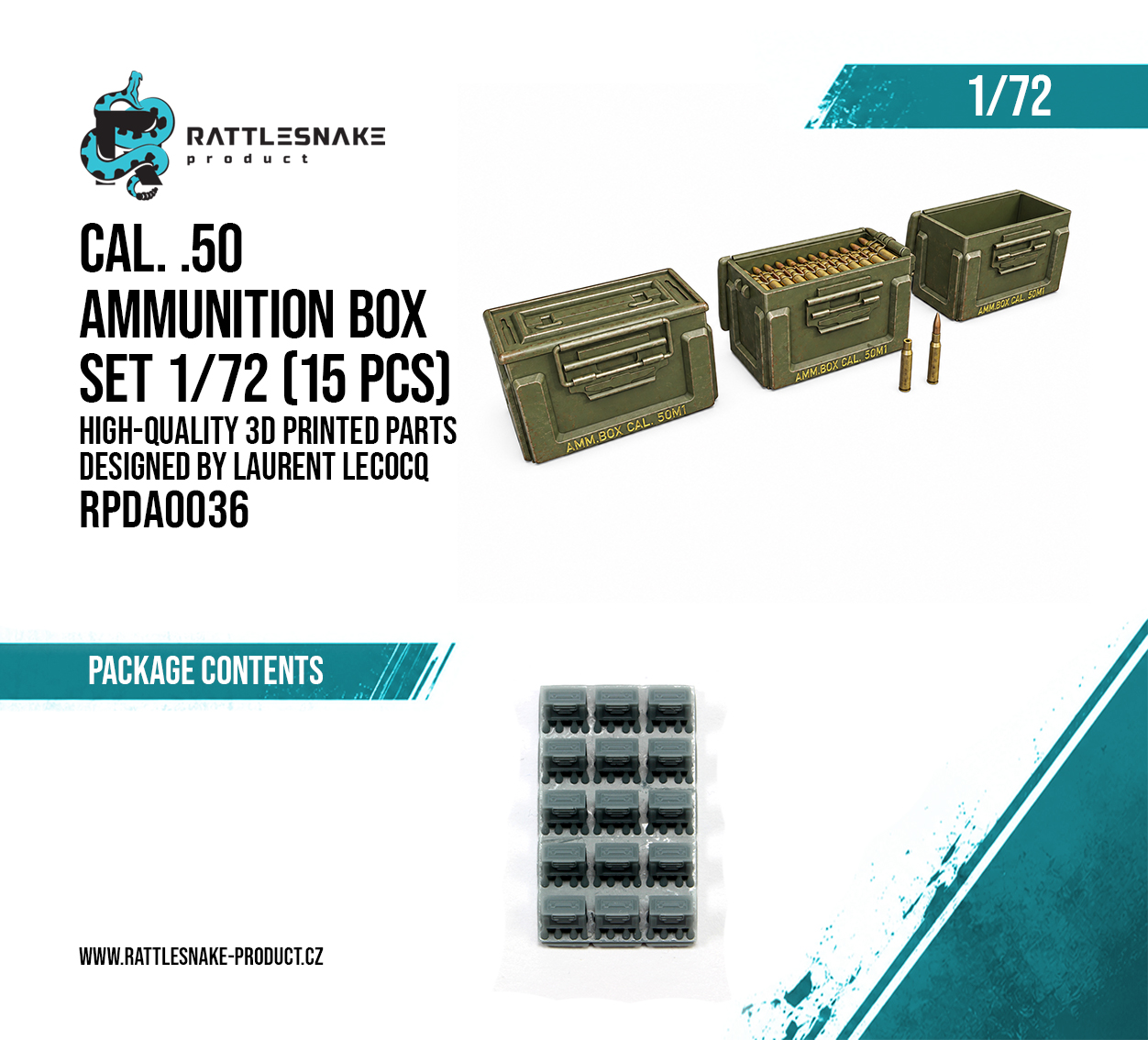 Cal. .50 Ammunition Box Set 1/72 15pcs - Image 3