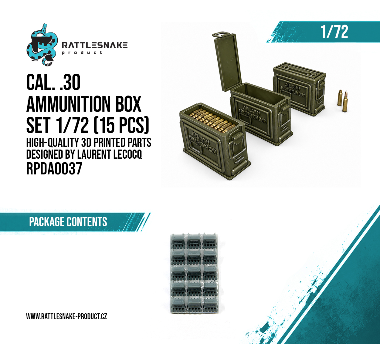 Cal. .30 Ammunition Box Set 1/72 15pcs - Image 2