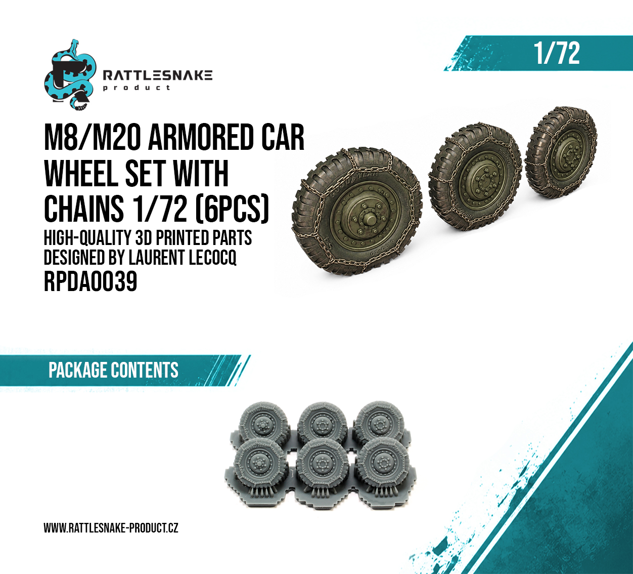 M8/M20 Armored Car Wheel Set with Chains 6pcs - Image 2