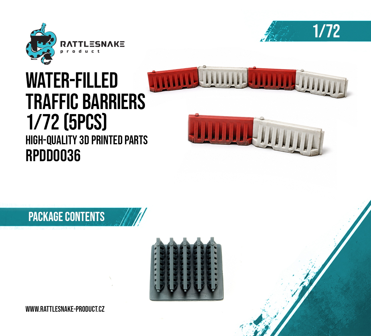 Water-Filled Traffic Barriers 1/72 (5 pcs) - Image 2