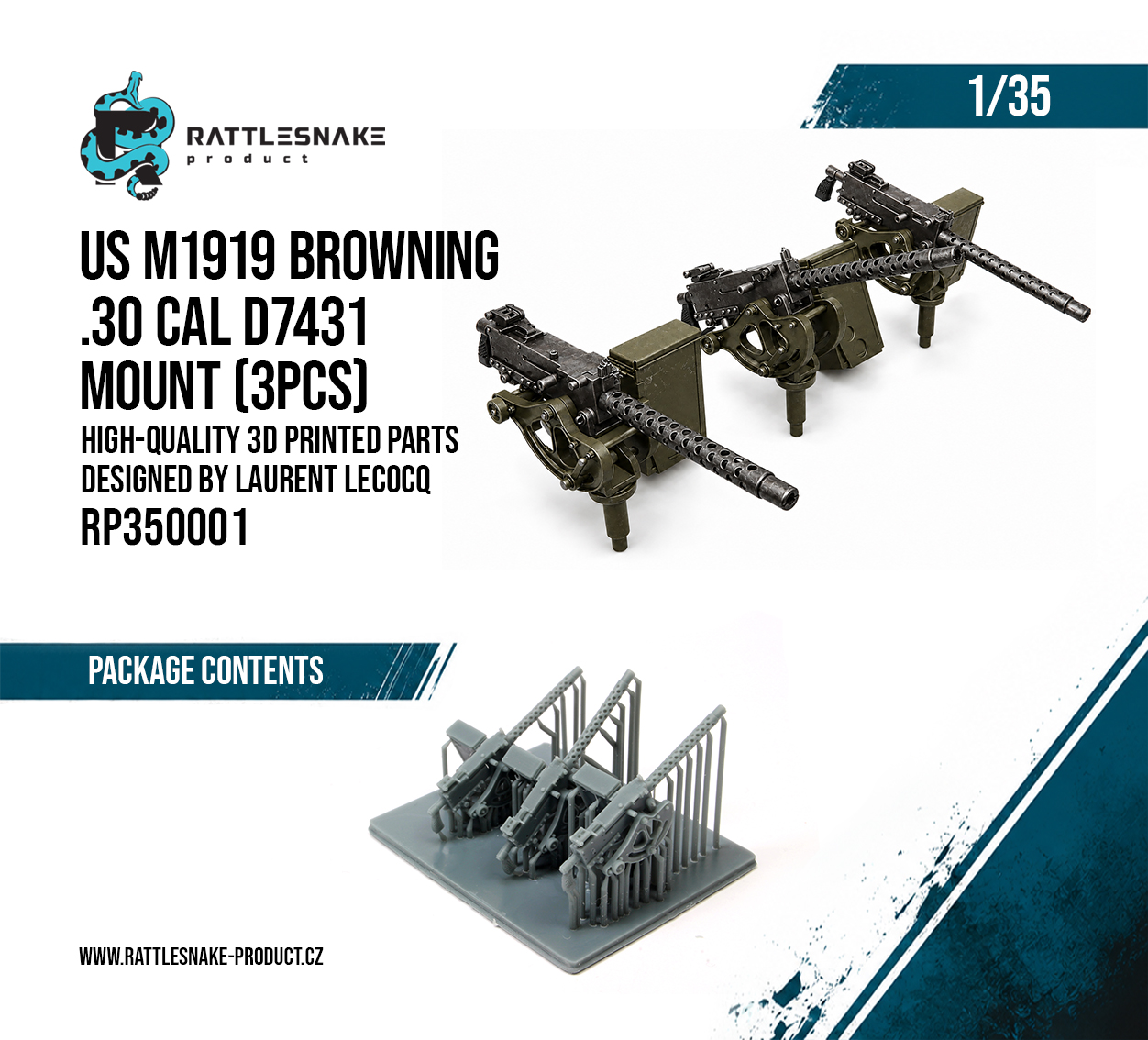 US M1919 browning .30 Cal D7431 mount 1/35 3pcs - Image 2
