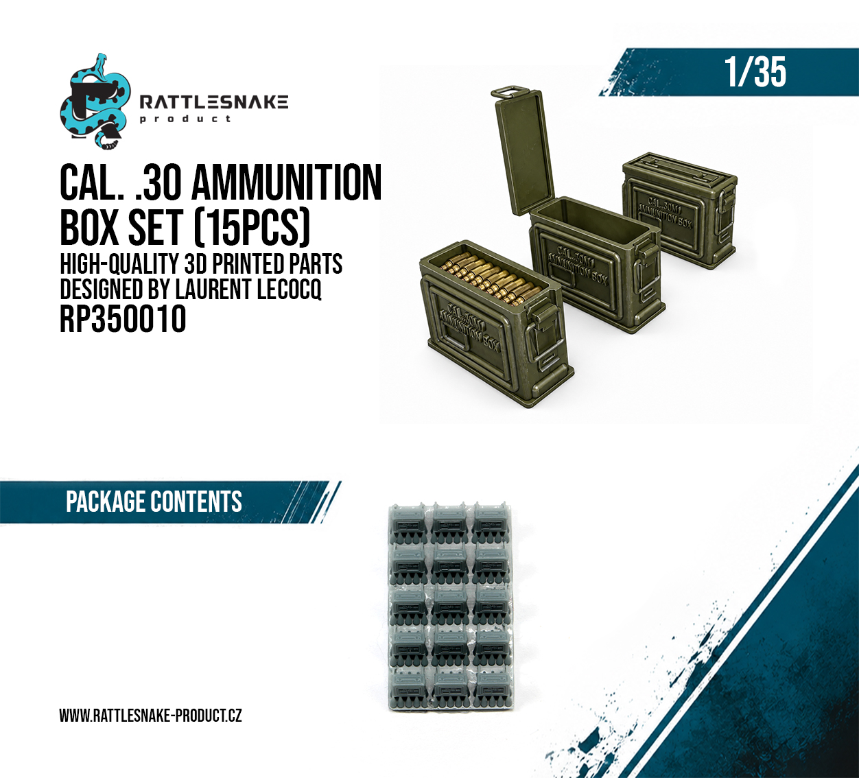Cal. .30 Ammunition Box Set 1/35 15pcs - Image 2
