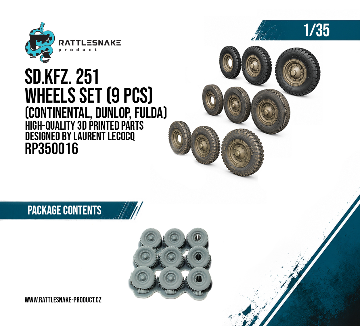 Sd.Kfz.251 Wheels sets 9pcs (DUNLOP, CONTINENTAL, FULDA) 1/35 - Image 2