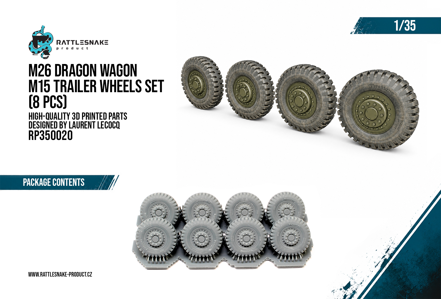 M26 Dragon Wagon M15 Trailer Wheels Set 1/35 - Image 2