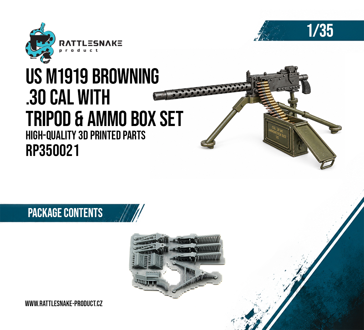 US M1919 Browing .30 CAL with tripod & ammo box set 1/35 - Image 2